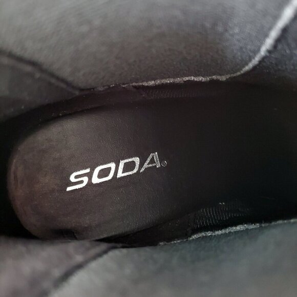 NWT Soda Chunky Heel Black Combat Boots Jaber Ankle Lug Sole Pull On 9.5 - Picture 9 of 13